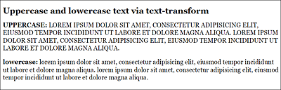 Uppercase and Lowercase Text via “text-transform”