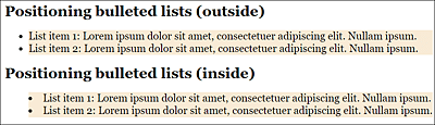 You Can Use “list-style-position” to Define Whether the Bullet Points Should Be outside (Default Setting) or inside the Box with the Entries