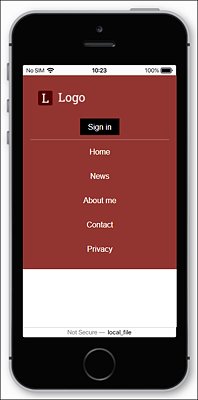 The Mobile Smartphone Version of the Vertical Navigation Menu with Lists