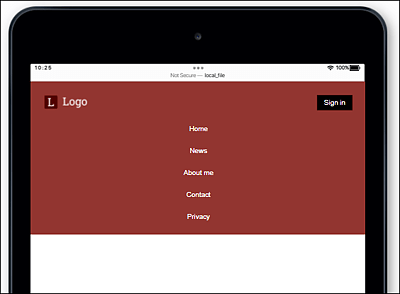 The Tablet Version of the Vertical Navigation with List Items