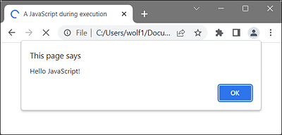 The JavaScript “hello.js” during Execution (Here, Microsoft Edge)