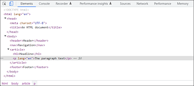 The Representation of the Tree Structure in the DOM InspectorDOM inspector of the Web Browser