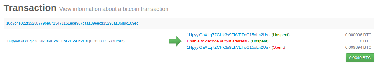 The Issuance Transaction - on a block explorer that doesn't decode colored coins