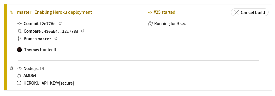 Travis build status of the master branch