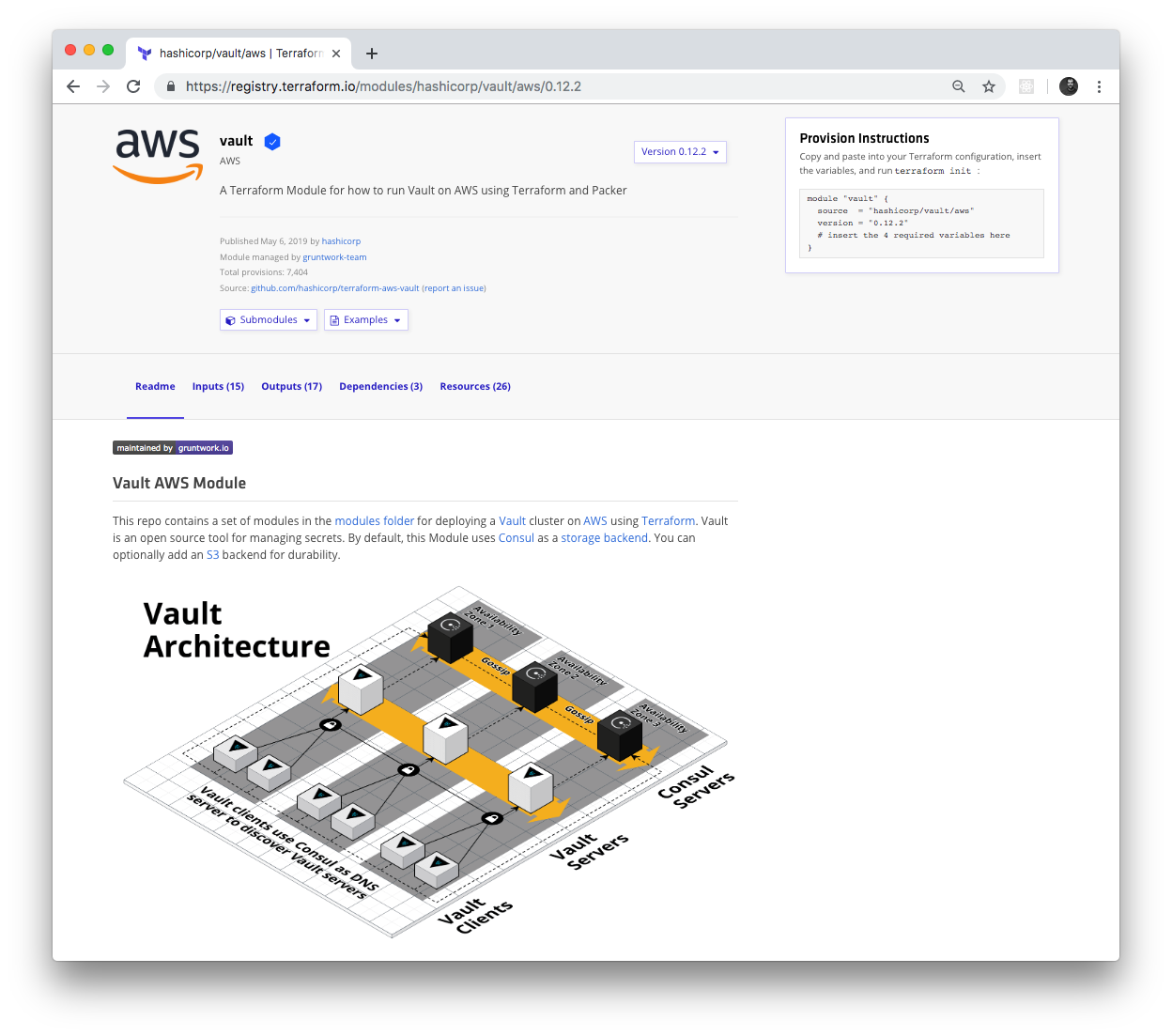 HashiCorp Vault module in the Terraform Registry